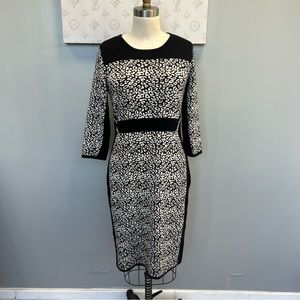 Gubby Skye women’s long sleeve black white leopard dress L m162-18